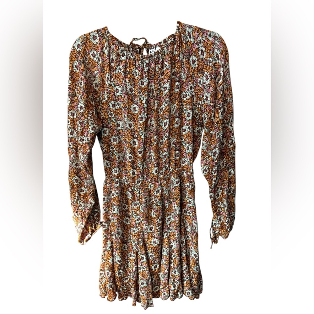 ROXY Boho Floral Mini Dress Multicolor Festival Beachy Summer Medium
